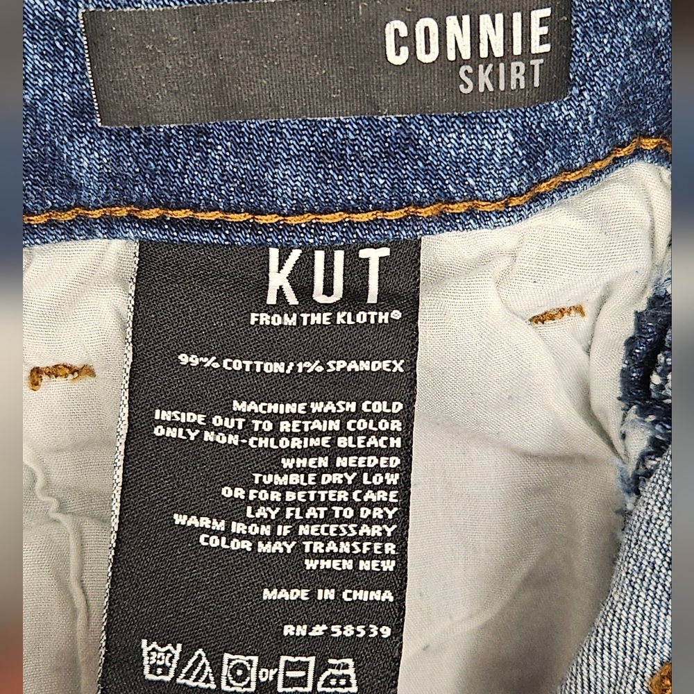 Kut from the Kloth Connie High-Low Distressed Denim Skirt - Picture 5 of 8